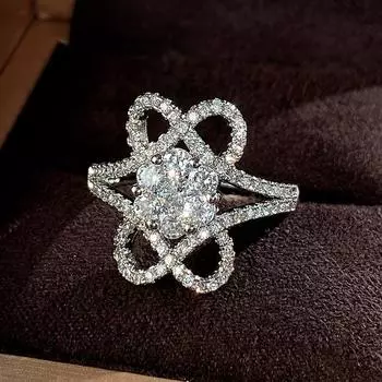 Новое великолепное кольцо с кубическим цирконием в форме цветка для женщин, свадебное кольцо для вечеринки, темпераментное свадебное кольцо на палец, модные украшения 10