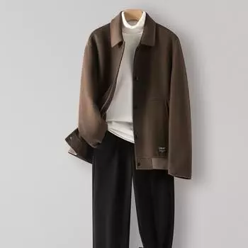 Новое весенне-осеннее пальто из 100% шерсти, короткая куртка, двухстороннее шерстяное пальто, мужское пальто без кашемира M