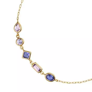 Новое весеннее поступление, браслет в японском стиле ретро S925 с посеребрением, 14-каратное золото, кордиерит, аметист, танзанит, цирконий, браслет 22CM