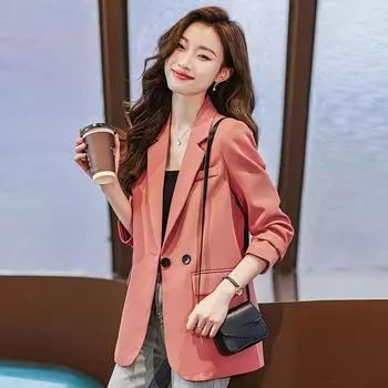 Новое весеннее женское пальто и блейзеры для офиса, розовые модные топы с разрезом M