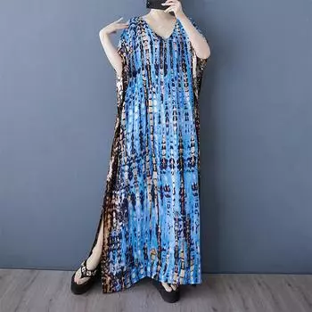 Новое винтажное платье с цветочным принтом больших размеров с коротким рукавом для женщин, повседневное свободное длинное летнее платье макси L