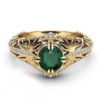 Новое винтажное полое кольцо золотого цвета для женщин, модное женское ювелирное изделие с кубическим цирконием AAA, роскошное обручальное кольцо с зубцами 7