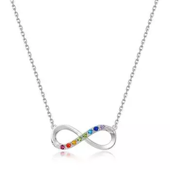 Новое восьмизначное ожерелье Rainbow Infinity, серебряное кольцо Мебиуса S925 с цветной цепочкой на ключице