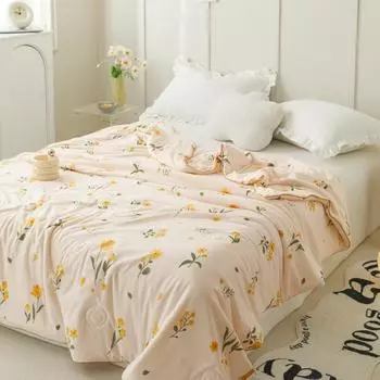 Новое вязаное хлопковое летнее одеяло Ins Style Class A со свежими цветами, мультяшная серия, студенческое общежитие, летнее классное одеяло 100*150cm