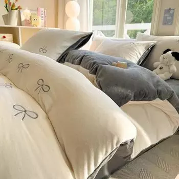 Новое вышитое молочное бархатное односпальное одеяло, двухсторонний флис, зимнее утолщенное флисовое теплое одеяло 200x230 220x240 Постельное белье Only 2 pillowcases