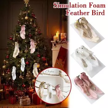 Новое высококачественное имитационное пенопластовое перо украшение в виде птицы украшение 2025 елка рождественская подвеска декабрь P9R6 Pink-2pcs