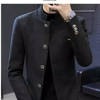 Новое высококачественное мужское утепленное флисовое пальто в британском стиле, элегантное однотонное модное простое облегающее удобное повседневное шерстяное пальто M