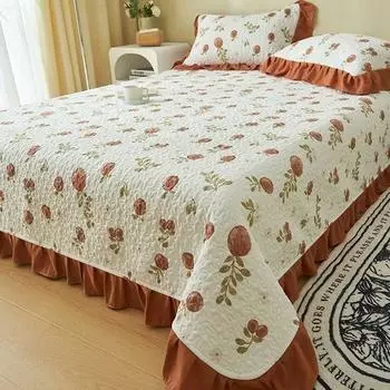 Новое высококачественное покрывало на кровать, двухслойная хлопчатобумажная конопляная пряжа, бытовые нескользящие утолщенные хлопковые простыни с зажимом, кружевные чехлы, одеяла 200x230cm 1pc