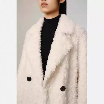 Новое высококачественное зимнее пальто из ягненка с интегрированным мехом, женское свободное модное ленивое пальто S [90-55kg]