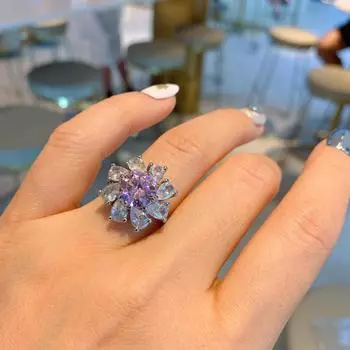 Новое Y094 розовое бриллиантовое кольцо женское кольцо с красным корундом золотое бриллиантовое кольцо