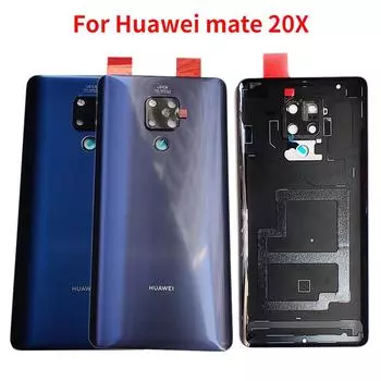 Новое заднее стекло для Huawei Mate 20X EVR-L29, задняя крышка батарейного отсека, замена заднего корпуса с камерой синий