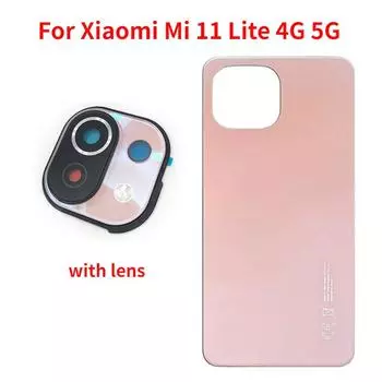 Новое заднее стекло для Xiaomi Mi 11 Lite 4G 5G, задняя панель аккумулятора, замена корпуса задней двери с камерой White no lens
