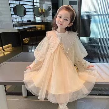 Новое зарубежное осеннее платье принцессы, осенний детский костюм, юбка из пряжи