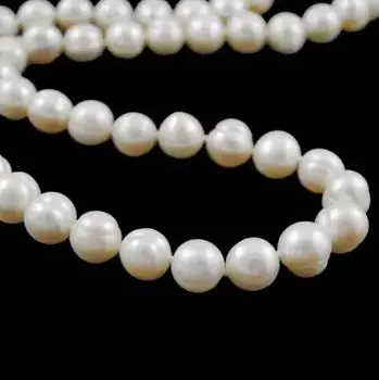 Новое ЖЕМЧУЖНО-БЕЛОЕ ОЖЕРЕЛЬЕ 7–8 ММ, 17 ДЮЙМОВ