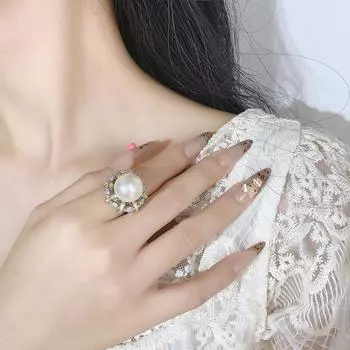 Новое жемчужное кольцо ювелирные изделия имитация натурального австралийского белого бисера Наньянские бусины ретро двухцветное гальваническое покрытие женская партия премиум
