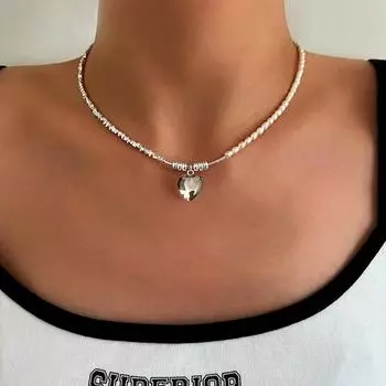 Новое жемчужное серебряное мозаичное ожерелье, роскошная модная подвеска в форме любви, ожерелье, ювелирные изделия, подарки на вечеринку