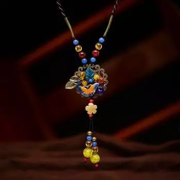 Новое женское длинное ожерелье-цепочка для свитера, простое и универсальное, ручная работа, ретро-подвеска, подвесные украшения, аксессуары из хлопка и льна