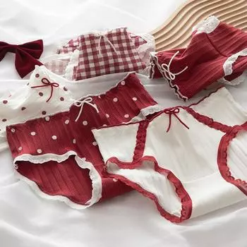 Новое женское хлопковое нижнее белье, милые удобные трусы для девочек, модные дышащие трусики с бантом, бесшовные трусы со средней талией, нижнее белье M