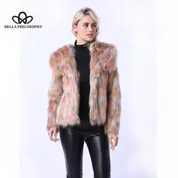 Новое женское камуфляжное пальто с длинными рукавами, высококачественное пальто из искусственного меха, повседневное короткое пальто, женское пальто S разноцветный