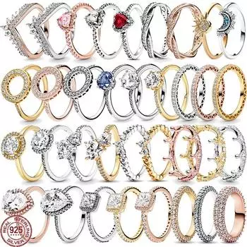 Новое женское классическое кольцо из стерлингового серебра 925 пробы с красным сердцем и короной, модное кольцо на День святого Валентина, легкие роскошные ювелирные изделия, романтический подарок 5 белый