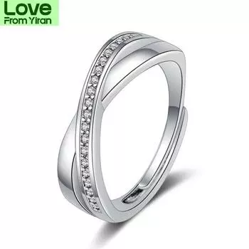 Новое женское кольцо из 18-каратного белого золота, модное, перекрестное, регулируемое, серебряное кольцо S925, ювелирное украшение своими руками, подарок на день рождения