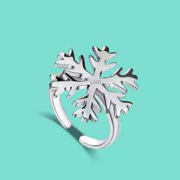 Новое женское кольцо из серебра 925 пробы, шикарное открытое кольцо со снежинкой, ювелирные изделия, кольцо для коктейльной вечеринки, подарок