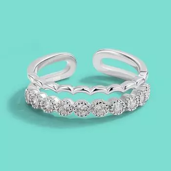 Новое женское кольцо из серебра 925 пробы, роскошное открытое кольцо с инкрустацией цирконом ААА, обручальное кольцо, свободно регулируемое вечерние ювелирные изделия