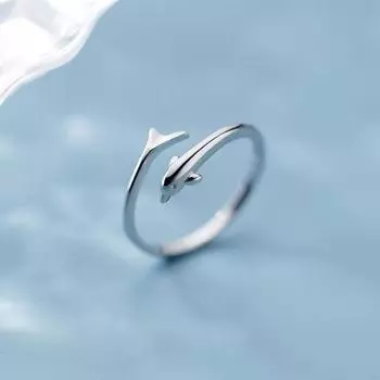 Новое женское кольцо из стерлингового серебра 925 пробы, модное универсальное кольцо с рыбками из серии Ocean, регулируемые кольца для указательного пальца, ювелирный подарок