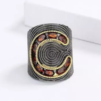 Новое женское кольцо, преувеличенное черное кольцо неправильной формы для пары, инкрустированное красным цирконом, ювелирные изделия, свадебное кольцо, кольцо для пары 6 чёрный