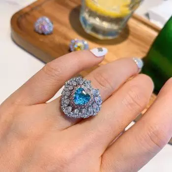 Новое женское кольцо с бриллиантом в форме любви, золотое кольцо с желтым бриллиантом, модное