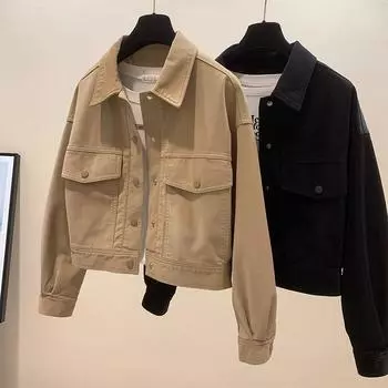 новое женское короткое пальто для осени и зимы новые маленькие свободные куртки тренда M 80-50 kg чёрный