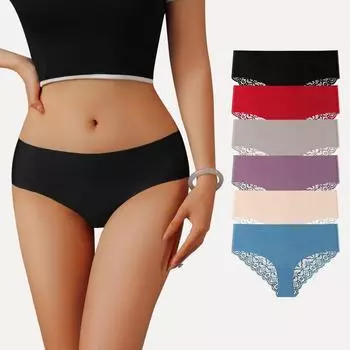 Новое женское кружевное бесшовное нижнее белье, сексуальные прозрачные дышащие трусики с низкой талией, однотонные легкие трусики без показов, мягкое удобное дерзкое нижнее белье S чёрный