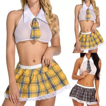 Новое женское кружевное нижнее белье, ночная рубашка, LatticeTie + комплект мини-юбки L