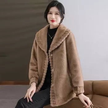 Новое женское меховое интегрированное теплое пальто для женщин среднего и старшего возраста, зимнее пальто для мамы из искусственного меха норки 5XL