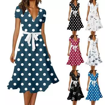 Новое женское модное платье с v-образным вырезом и принтом, облегающая юбка с завязками L чёрный