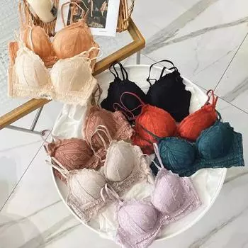 Новое женское нижнее белье с утолщенной чашкой, модный бюстгальтер с кружевной строчкой 38B белый