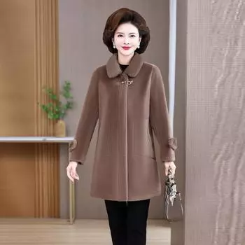 Новое женское осеннее и зимнее пальто из искусственного норкового флиса среднего возраста и пожилого возраста, зимнее пальто для мамы с утепленным мехом, модное пальто 5XL