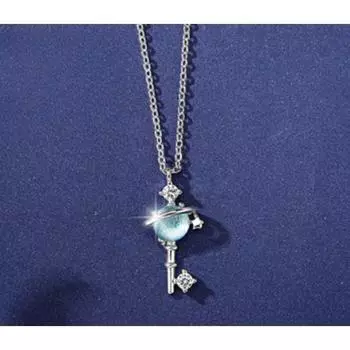 Новое женское ожерелье Fantasy Planet из синего стекла, свежая и универсальная цепочка-воротник Aurora Starry Sky