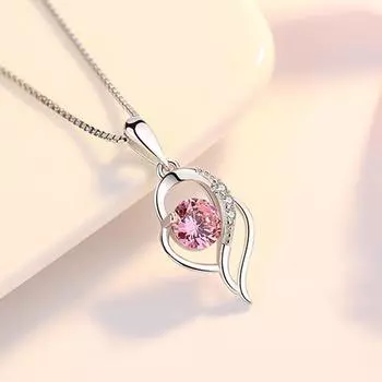 Новое женское ожерелье из стерлингового серебра 925 пробы, модное роскошное высокое качество с кристаллом циркона, кулон в форме сердца, цепочка на ключицу, ювелирное изделие, подарок
