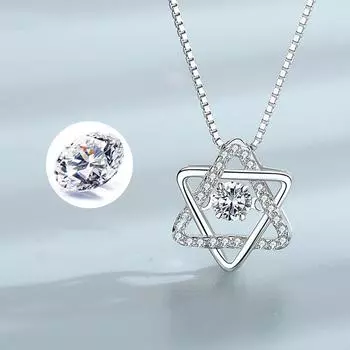 Новое женское ожерелье из стерлингового серебра 925 пробы с подвеской в виде шестиконечной звезды, бьющегося сердца, цепочка на ключицу, ювелирный подарок