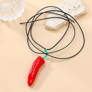 Новое женское ожерелье с красным перцем, длинная веревка, пряные ювелирные аксессуары для девочек красный