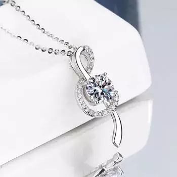 Новое женское ожерелье с муассанитом и бриллиантом, 1 карат, оригинальное серебро 925 пробы, ожерелье с подвеской из муассанита для женщин 45cm&1ct-6.5mm