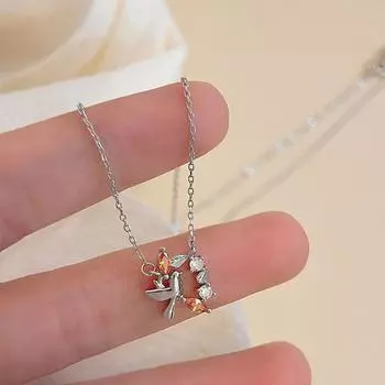 Новое женское ожерелье с золотыми бриллиантами и пшеничными ушками цвета шампанского, легкая роскошная цепочка на ключицу из белого голубя