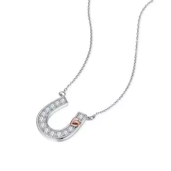 Новое женское ожерелье в форме подковы из белого золота с украшением в виде сердца и узлом из стерлингового серебра 925 пробы