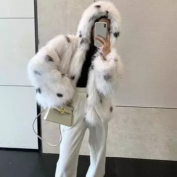 Новое женское пальто из искусственного лисьего меха, женская зимняя свободная меховая куртка с капюшоном, теплое пальто из овечьего меха 6XL