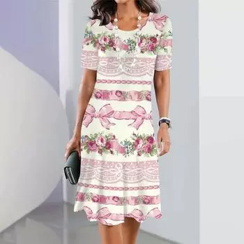 Новое женское платье с бантом, элегантное летнее платье миди, модное женское платье больших размеров S
