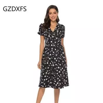 Новое женское пляжное платье в стиле бохо, шифоновое свободное платье с принтом, женское S жёлтый