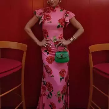 Новое женское повседневное платье без рукавов с принтом в национальном стиле, новый китайский чонсам S красный