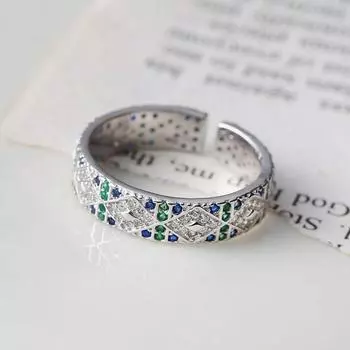 Новое женское серебряное бриллиантовое звездное легкое роскошное темпераментное открытое кольцо модный тренд ювелирный подарок J01714 Resizable