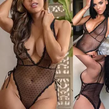 Новое женское сетчатое нижнее белье, боди с v-образным вырезом, Тедди, бандажное белье M